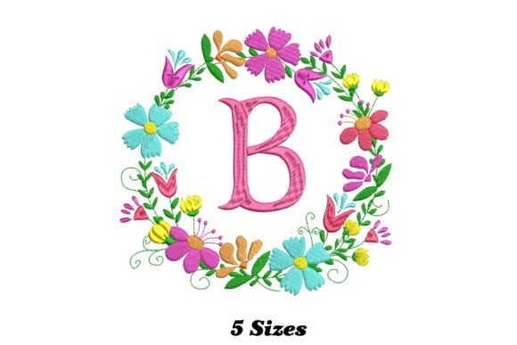 Charming Flower Alphabet Letter B for Seasonal Embroidery
