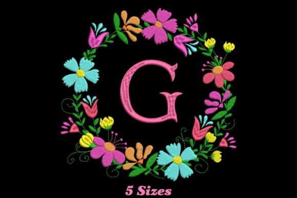 Charming Flower Alphabet Letter G Embroidery